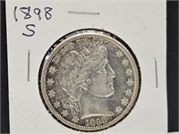 1898 S Silver Barber Half Dollar Coin