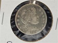 1901 Silver Barber Quarter Coin