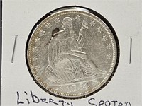 1854 Silver Seated Liberty Half Dollar Coin