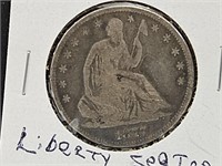 1877 Silver Liberty Seated Half Dollar Coin