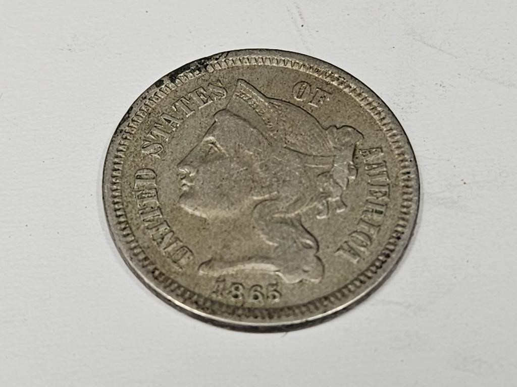 1865 3 Cent Piece Coin