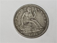 1846 Liberty Seated Silver Half Dollar Coin