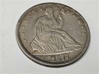 1877 Liberty Seated Silver Half Dollar Coin