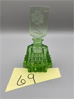 Czech Green Perfume Bottle & Top w/ Flower