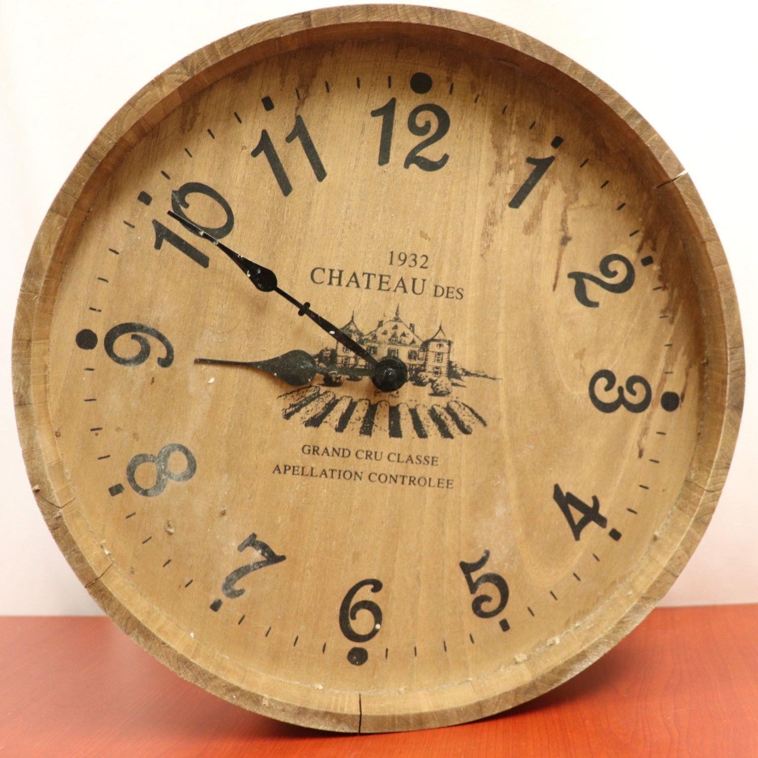 Rustic Chateau Wine Barrel Clock