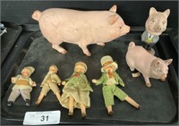 German Paper Mache Pig Candy Container, German