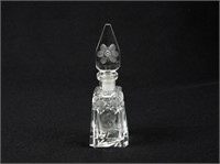 Czech Clear Perfume Bottle w/ Flowers Topper