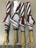 Lot of 4 Large Umbrellas with Wooden Handles