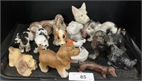 Cast Metal, Porcelain, Ceramic Dog Figurines.