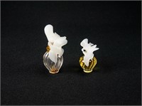Pair of Clear Perfume Bottles w/ Dove Tops
