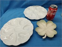 Two 9.5" Oyster Plates and a Lenox clover dish