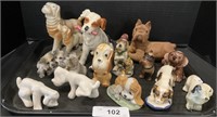 Occupied Japan Porcelain, Felted Dog Figurines.