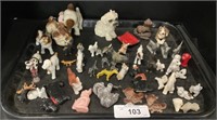 Small Vintage Porcelain, Plastic Dog Figurines.