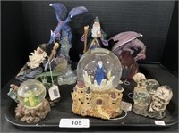 Wizard Water Globes, Dragon Scene Figures.