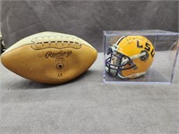 LSU signed "Bert Jones" miniature helmet and sign