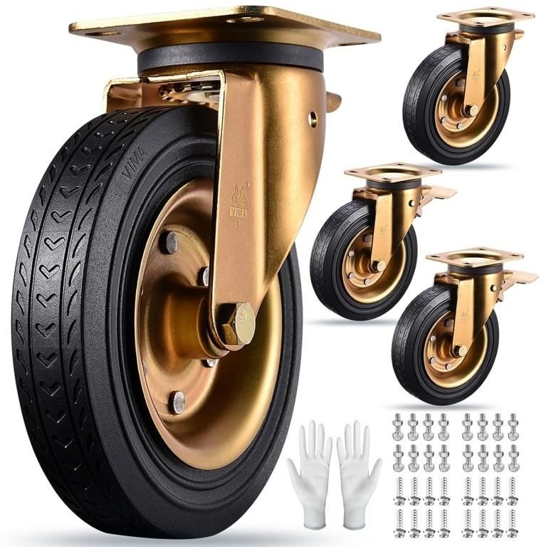 8"" Casters Set of 4 Heavy Duty Plate Casters