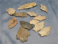Twelve Authentic Arrowhead Artifacts
