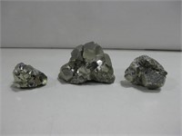 Three Pyrite Mineral Specimens