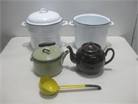 Enamel & Ceramic Kitchenware Items Tallest 11"