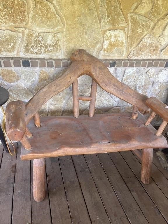 Rustic Western Solid Wood Hand Made Bench