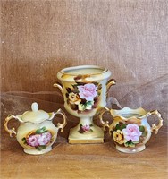 Vtg Enesco 3pc C & Sugar Set #E2355 & Urn #E2356