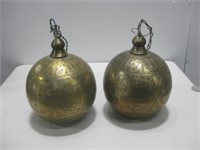 Two 12" Moroccan Brass Ceiling Lights Untested
