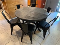 Nice Wood Top Breakfast Nook Table w 6 Chairs