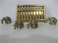 Miniature Abacus & Four Elephants See Info