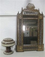 Framed Moroccan Inlay Mirror & Bowl See Info