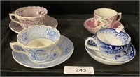 Blue Decorated China Tea Cups, Royal & Roselle.