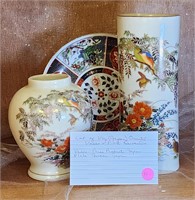 V5g Oriental Vases & Plate Japan
