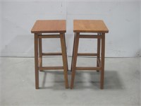 Two Wood Stools See Info