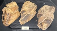 Vintage Right Handed Leather Baseball Gloves.