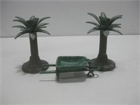 Two Candle Holders & Wheel Barrow See Info
