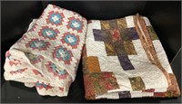 Machine Made Fall Floral Quilt, Crocheted Throw