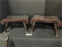 Pair Of Early Scroll Form Benches.