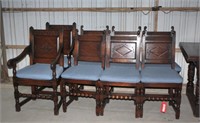 (8) English Tudor dark oak chairs