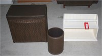 hamper/trash can & shelf w/towel bar