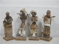 Four Vtg Paper Mache Statues Tallest 12.5"