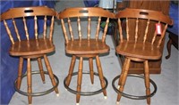 (3) 25" wood bar stools
