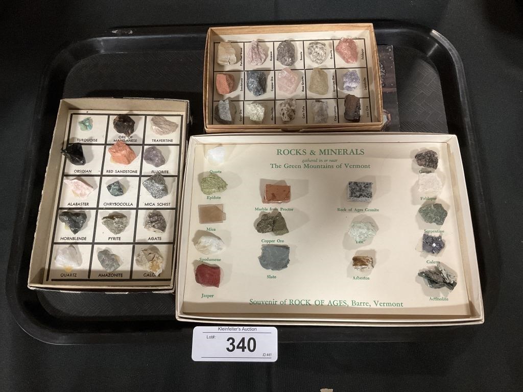 Rocks & Minerals In Display Boxes.