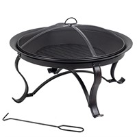 30x19 Steel Wood Burning Fire Pit, Rubbed Bronze