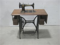 Vtg Jones Sewing Machine W/ Desk See Info