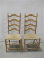 Two 18"x 16"x 43" Wood Chairs Observed Wear