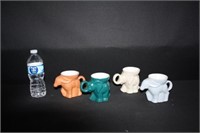 (4) Frankoma Democratic pottery mugs