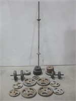 Various Workout Weights & Bars Pictured