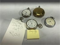 5 Pocket Watches for Repair or Parts