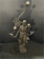 Antique Bronze Lamp w/ Nude Woman.