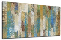 Vintage Canvas Blue/Brown 30x60 Abstract 2