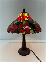 Vintage Tiffany Style Poinsettia Floral Lamp